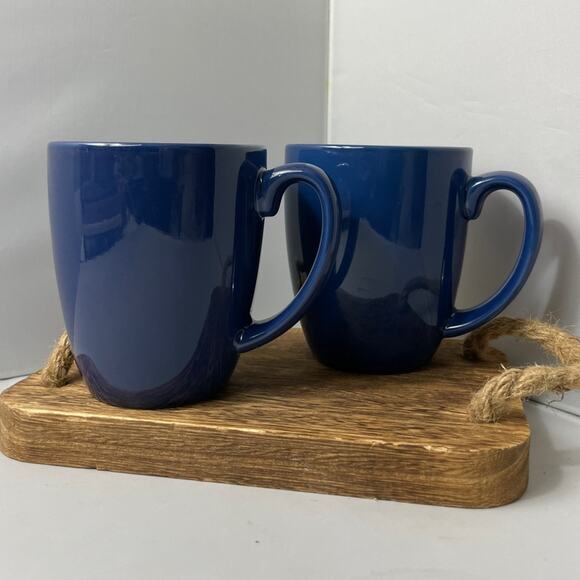 2 Blue Corelle‎ Coordinates Stoneware Coffee Mugs EUC - Picture 1 of 6
